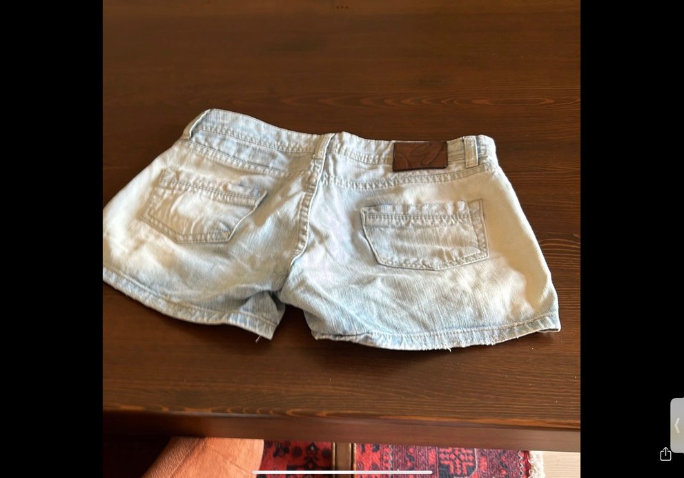 Düğmeli Bej Mini Denim Şort - Görsel 2