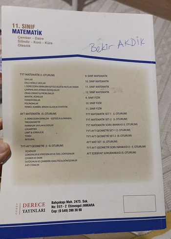 11. Sınıf Matematik Soru Kitapçığı - Görsel 2