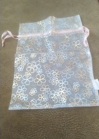 Bej Çiçek Desenli Bez torba - Görsel 2