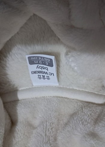 Kızlar için kapüşonlu beyaz peluş ceket - Görsel 2