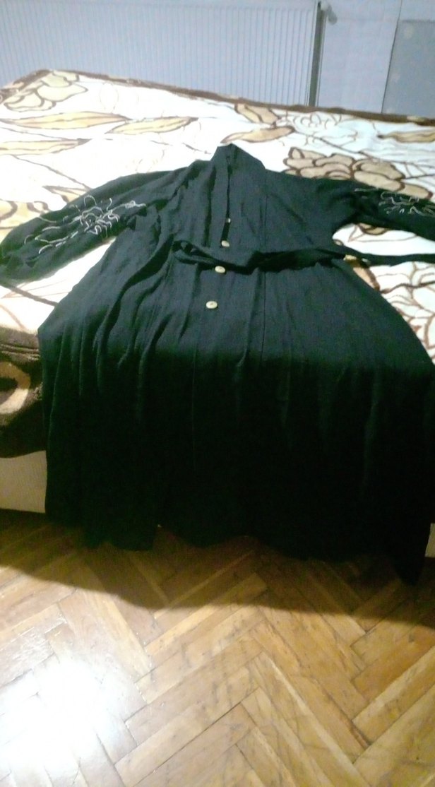 Siyah Uzun Kollu Gotik Kadın Uzun Elbise - Görsel 2