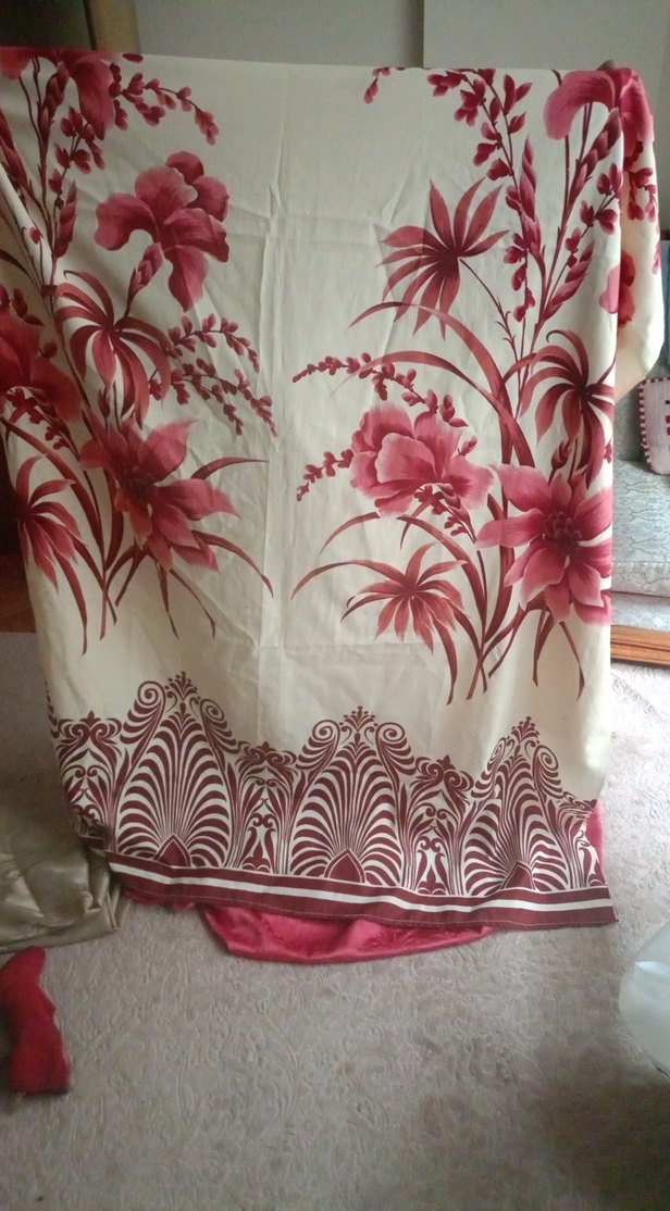 Bordo Çiçek Desenli Baskılı Perde - Görsel 3