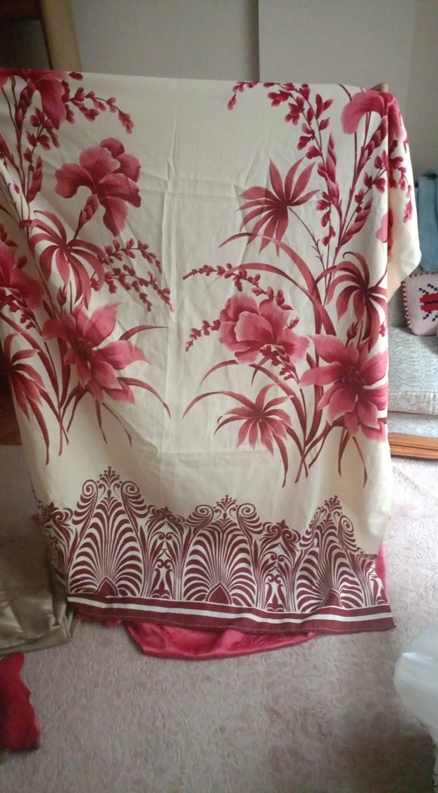 Bordo Çiçek Desenli Baskılı Perde - Görsel 2