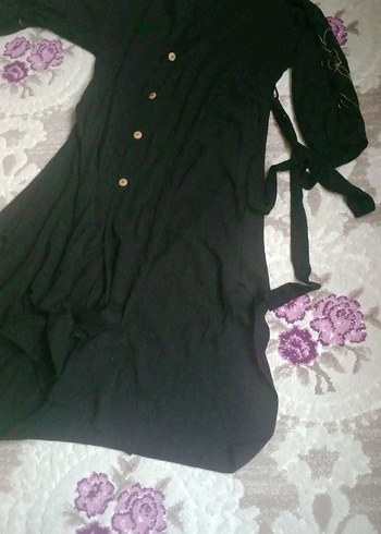 Siyah Uzun Dökümlü Gotik Elbise - Görsel 4