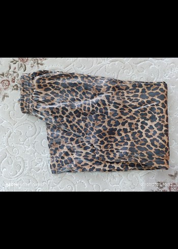 saten Leopar Pantolon