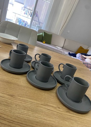 English Home Gri Seramik Kahve Fincanı Seti 6'lı