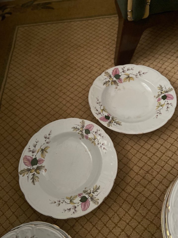 Çiçek Desenli Beyaz Porselen Tabak Seti - Görsel 3