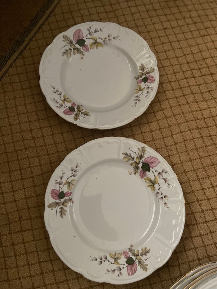 Çiçek Desenli Beyaz Porselen Tabak Seti - Görsel 2