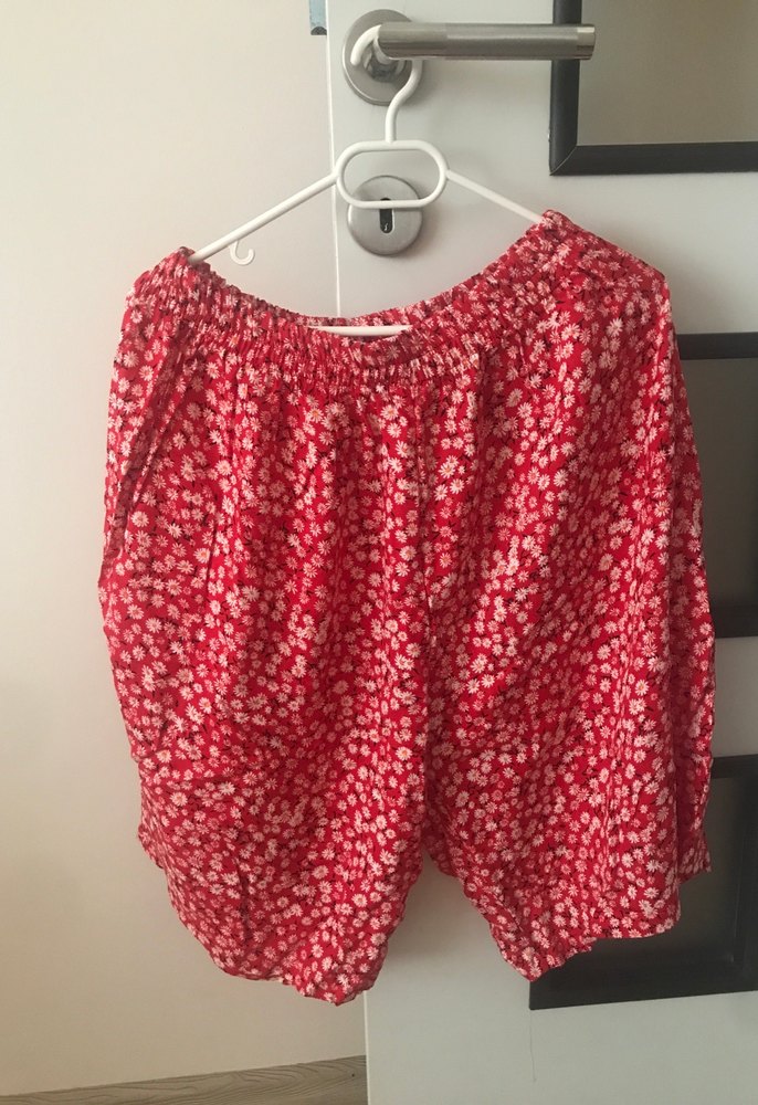 Kırmızı Pamuklu Bohem Mini Şort - Görsel 2