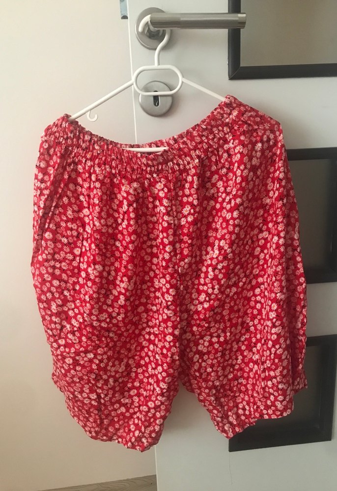 Kırmızı Pamuklu Bohem Mini Şort - Görsel 3