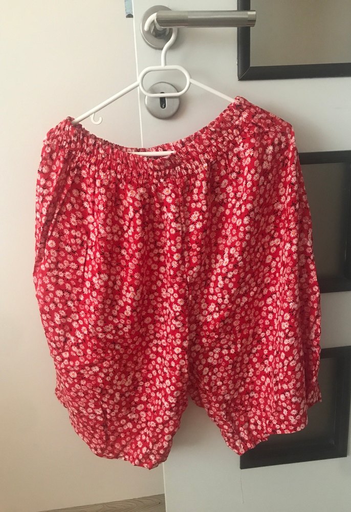 Kırmızı Pamuklu Bohem Mini Şort - Görsel 4