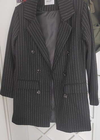Siyah çizgili Blazer ceket 