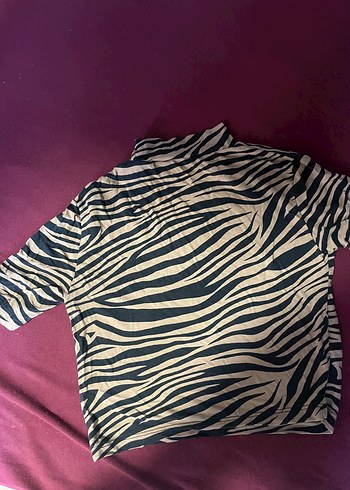Trendyol & Milla Kahverengi Zebra Desenli Düğmeli Kadın Bluz