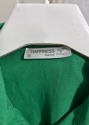 Happiness Yeşil Düğmeli Keten Kadın Gömlek