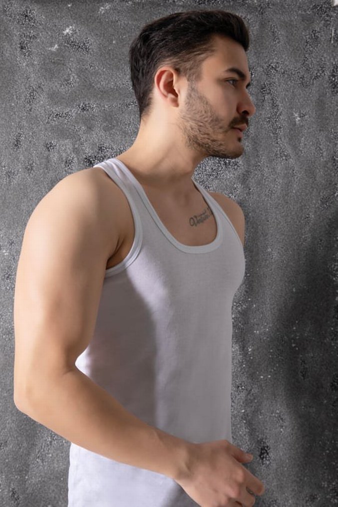 Erkek Beyaz  atlet - Görsel 4