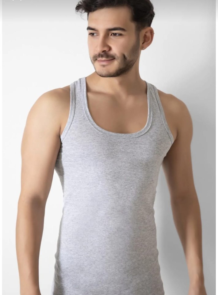 Gri Erkek Atlet Kısa Kesim Fit Kesim - Görsel 2