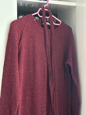 l Beden bordo Renk TRİKO ELBİSE