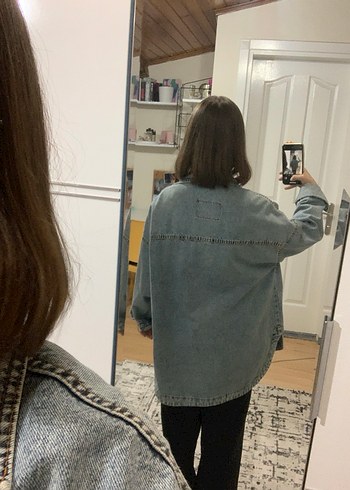 m Beden mavi Renk Düğmeli Midi Mavi Denim Ceket