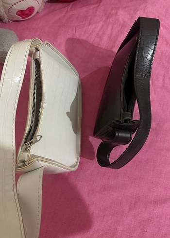 Beyaz Deri Kadın Omuz Çantası Yılan Desenli - Görsel 3