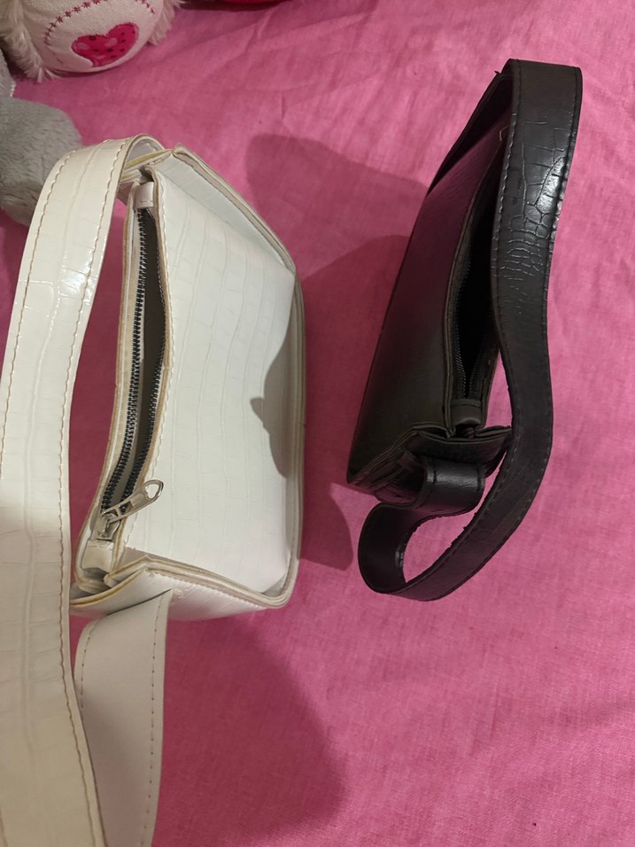 Beyaz Deri Kadın Omuz Çantası Yılan Desenli - Görsel 3