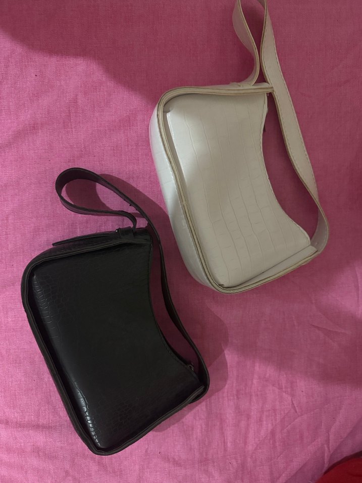 Beyaz Deri Kadın Omuz Çantası Yılan Desenli - Görsel 2