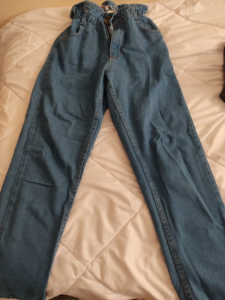 Kadın Mavi Kot Pantolon Bel Detaylı - Görsel 2