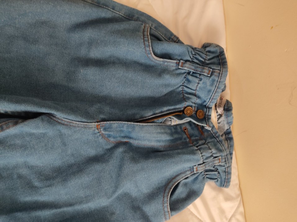 Kadın Mavi Kot Pantolon Bel Detaylı - Görsel 3