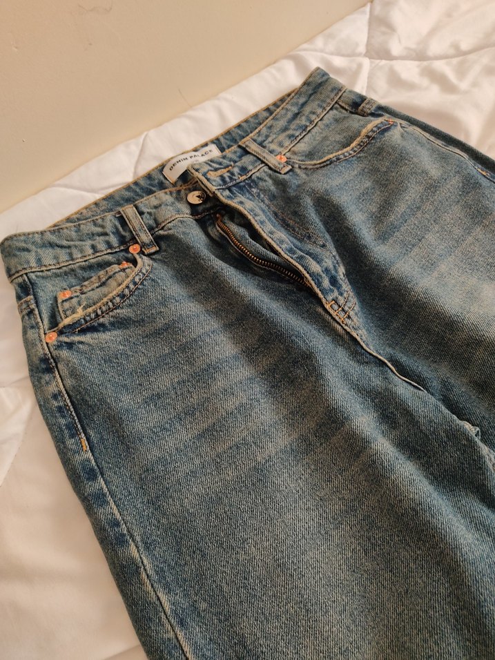 Kadın Lacivert Rahat Kesim Midi Kot Pantolon - Görsel 4