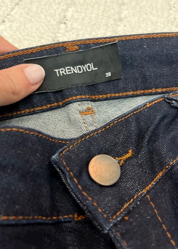 Lacivert Dantel Detaylı Bohem Kadın Kot Pantolon - Görsel 2