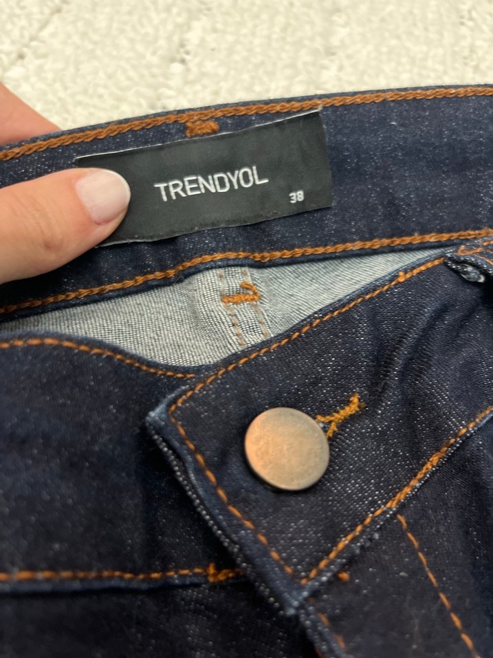 Lacivert Dantel Detaylı Bohem Kadın Kot Pantolon - Görsel 2