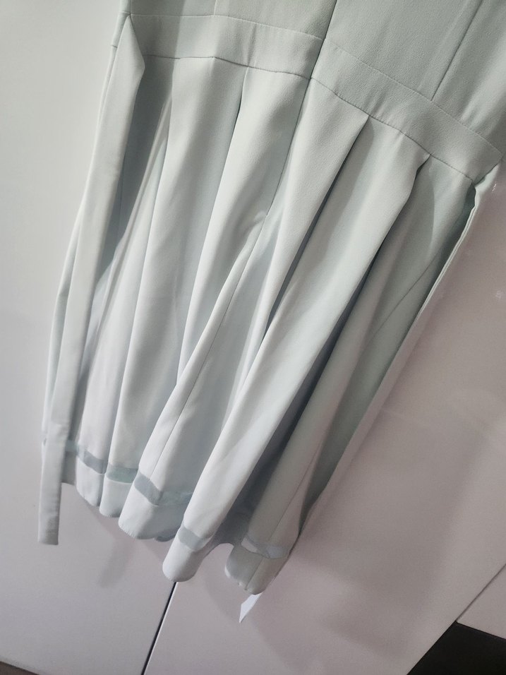 Gri Midi Pilili Kolsuz Ofis Elbisesi - Görsel 4