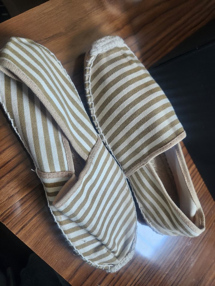 Bej Çizgili Kadın Dolgu Topuk Espadril - Görsel 3