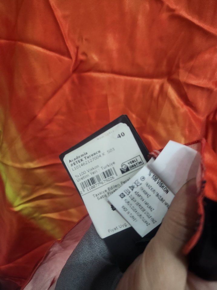 Kadın Turuncu Bağlama Desenli Uzun Etek - Görsel 2