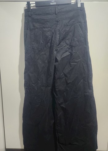 Siyah Kadın Keten Bol Kesim Pantolon - Görsel 4