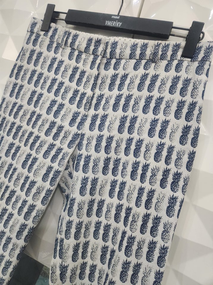 Gri Baskılı Kadın Kumaş Pantolon - Görsel 2