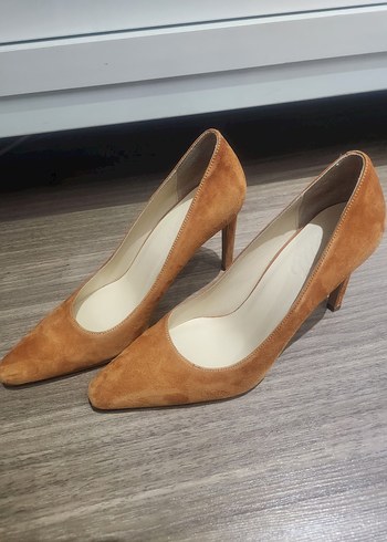 Bej Süet Stiletto Kadın Topuklu Ayakkabı - Görsel 5