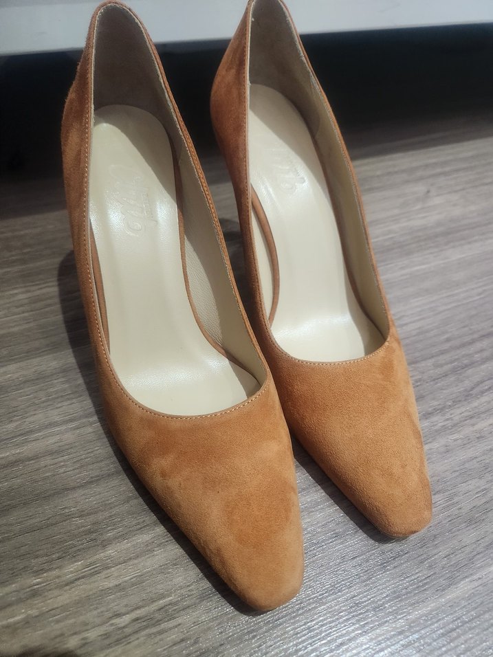 Bej Süet Stiletto Kadın Topuklu Ayakkabı - Görsel 2