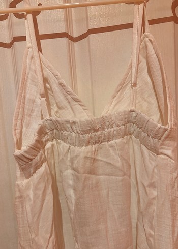 Beyaz Keten Elbise - Görsel 5