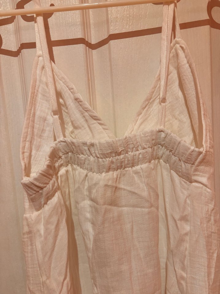 Beyaz Keten Elbise - Görsel 5