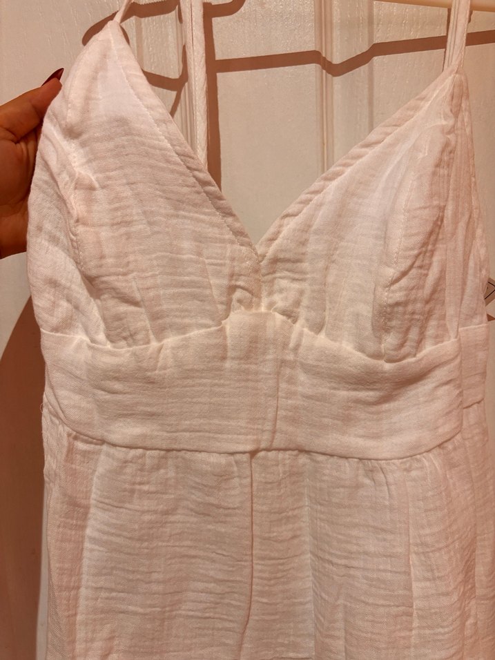 Beyaz Keten Elbise - Görsel 2