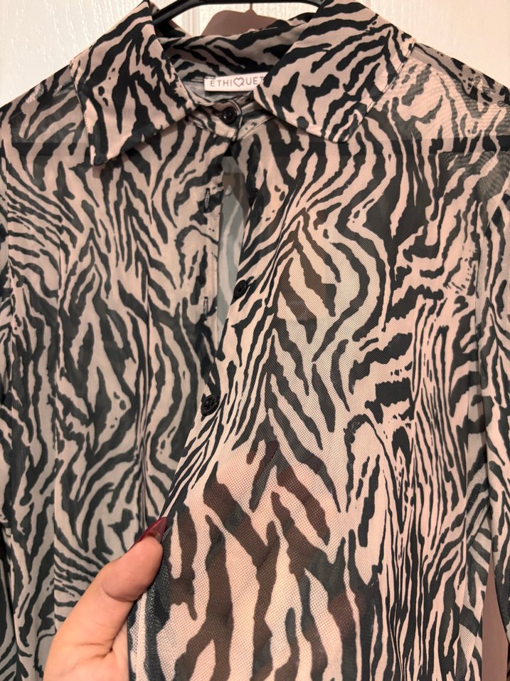 Zebra Desenli Kadın Gömlek - Görsel 3