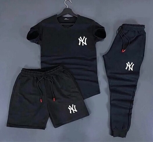 K&S NY Siyah Yazlık Eşofman Kombini