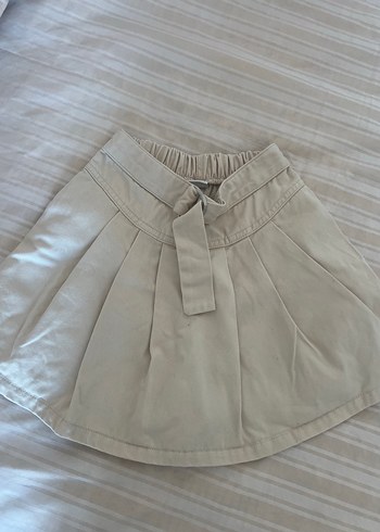8 Yaş Beden Kız Çocuk Bej Pliseli Keten şort etek