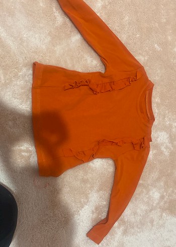 Kız Bebek Turuncu Fırfırlı Uzun Kollu Takım - Görsel 3