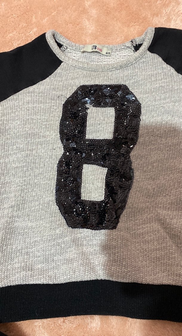 Kız Çocuk Gri Uzun Kollu Baskılı Sweatshirt - Görsel 3