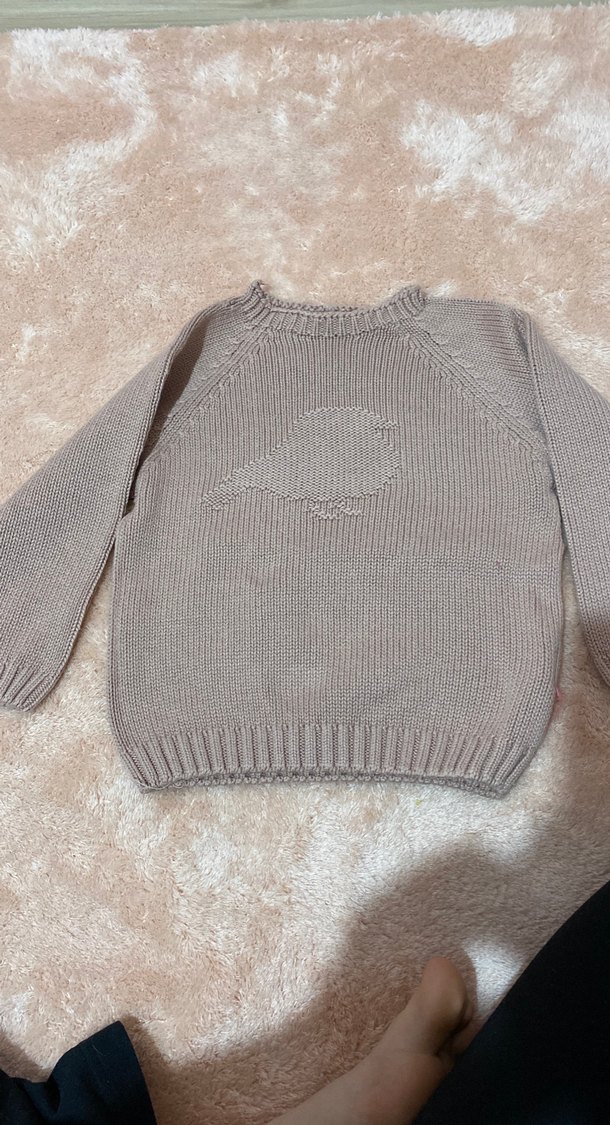 Gri Kız Çocuk Triko Kazak - Görsel 4