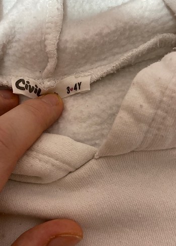 Kız Çocuk Beyaz Kapüşonlu Sweatshirt - Görsel 4