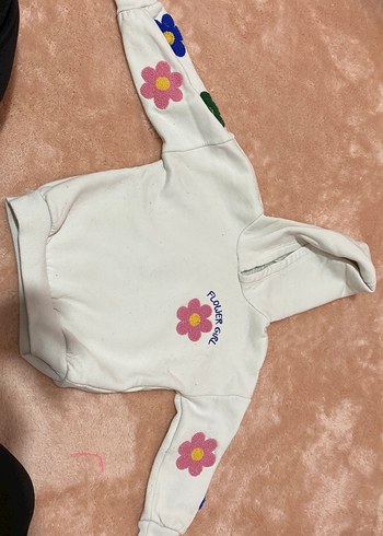 Kız Çocuk Beyaz Kapüşonlu Sweatshirt - Görsel 2