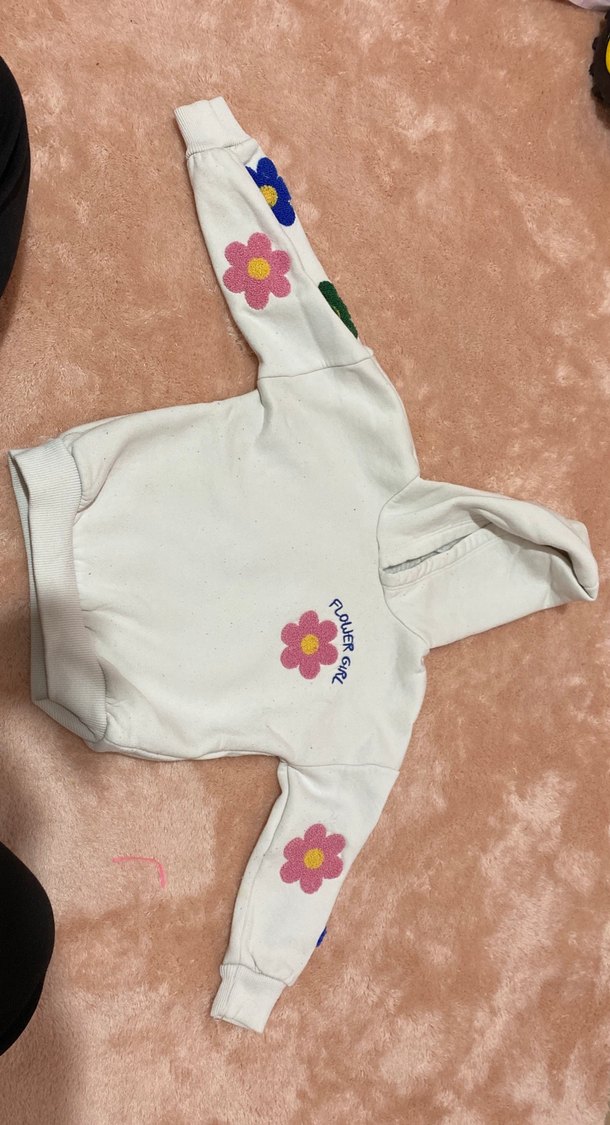 Kız Çocuk Beyaz Kapüşonlu Sweatshirt - Görsel 2