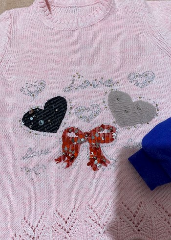 Kız Çocuk Nakışlı Örgü Sweatshirt - Görsel 2